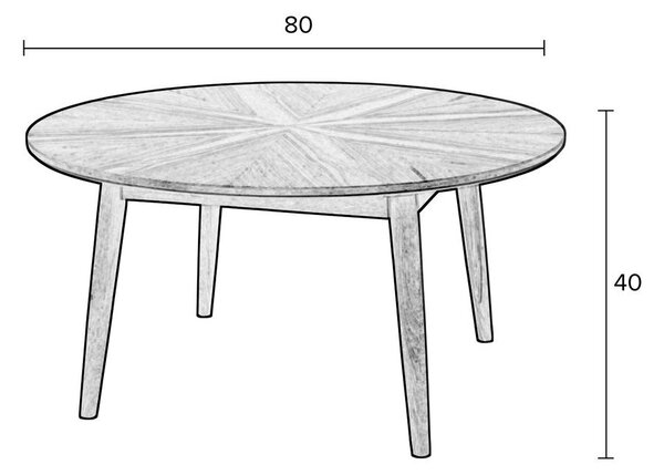 Čierny okrúhly konferenčný stolík v dekore duba ø 80 cm Fabio – White Label