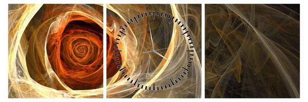 Obraz - Abstraktné ruže v ohnivých farbách (s hodinami) (90x30 cm)