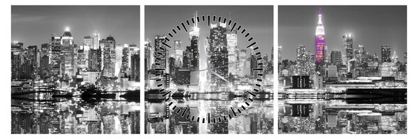 Obrázok - New York a fialový mrakodrap (s hodinami) (90x30 cm)