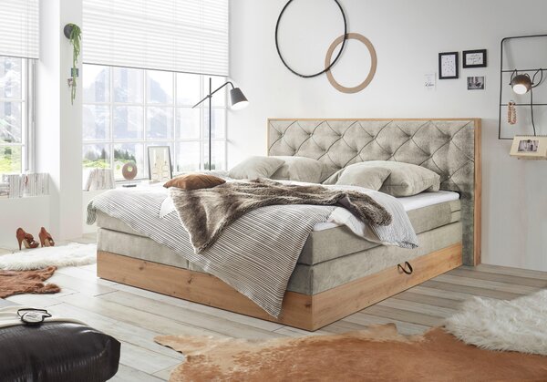 BOXSPRINGOVÁ POSTEĽ, 180/200 cm, prírodná farba, bahenná hnedá Esposa - Postele, Online Only