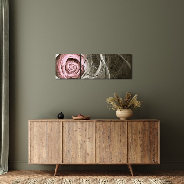 Obraz - Abstraktné ruže svetlo ružová (s hodinami) (90x30 cm)