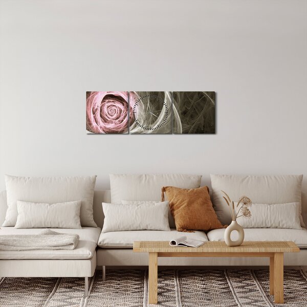 Obraz - Abstraktné ruže svetlo ružová (s hodinami) (90x30 cm)