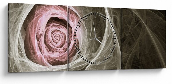 Obraz - Abstraktné ruže svetlo ružová (s hodinami) (90x30 cm)
