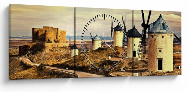 Obraz - Veterné mlyny (s hodinami) (90x30 cm)