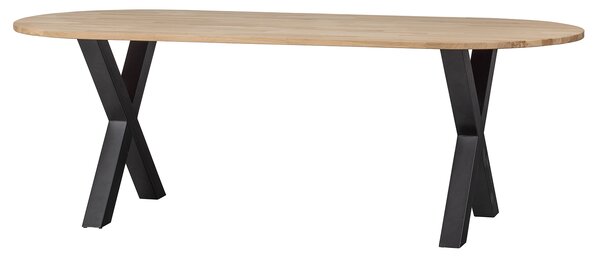 MUZZA Oválny jedálenský stôl tablo 220 x 90 cm nohy do tvaru X dubový