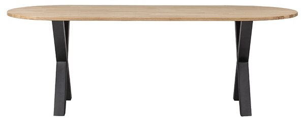 MUZZA Oválny jedálenský stôl tablo 220 x 90 cm nohy do tvaru X dubový