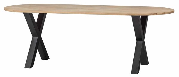MUZZA Oválny jedálenský stôl tablo 220 x 90 cm nohy do tvaru X dubový