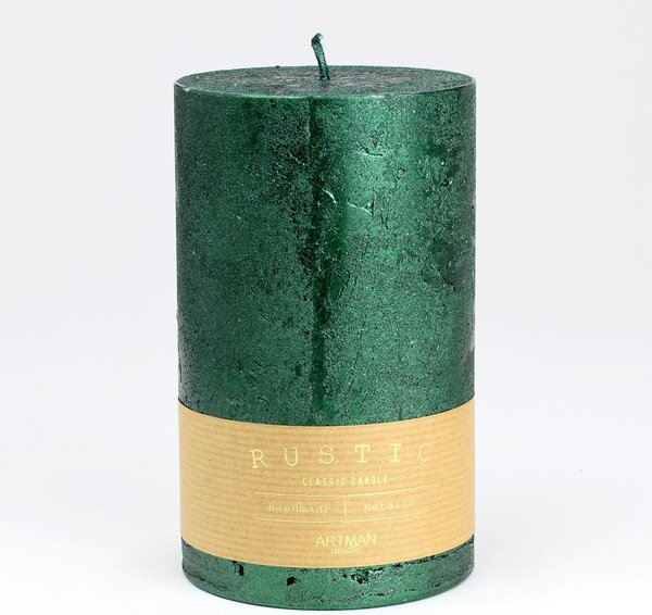 Sviečka rustic metalic zelená 9x11,5cm