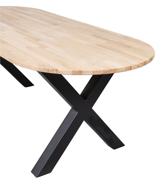 MUZZA Oválny jedálenský stôl tablo 220 x 90 cm nohy do tvaru X dubový