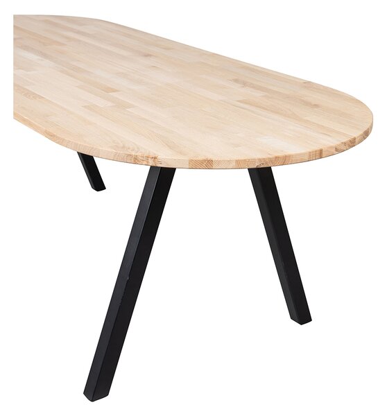 MUZZA Oválny jedálenský stôl tablo 220 x 90 cm nohy do tvaru V dubový