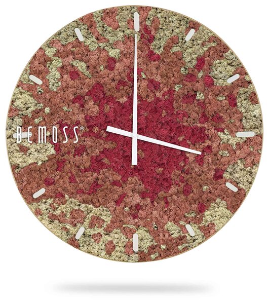 Machové hodiny BEMOSS® SPLASH Pink s ciferníkom - Priemer 40 cm