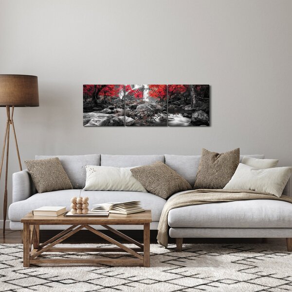 Obraz - Vodopády v jesennej krajine (s hodinami) (90x30 cm)