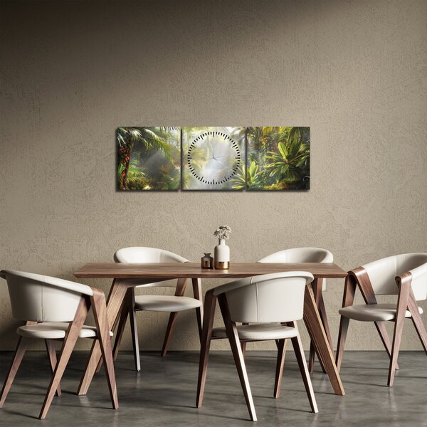Obraz - Tropický dažďový prales (s hodinami) (90x30 cm)