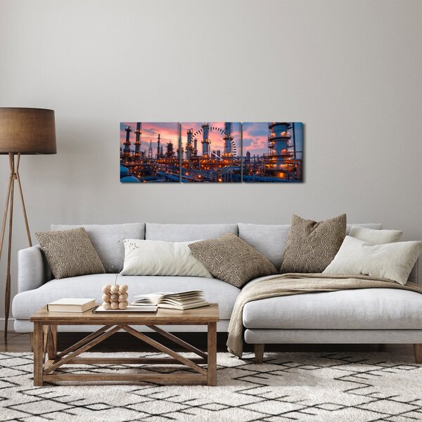 Obraz - Priemyselné preteky (s hodinami) (90x30 cm)