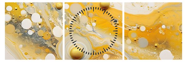 Obraz - Abstraktné pozadia so zlatým dekorom (s hodinami) (90x30 cm)