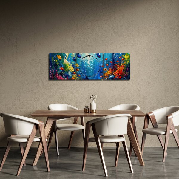Obraz - Maľba podmorského sveta (s hodinami) (90x30 cm)