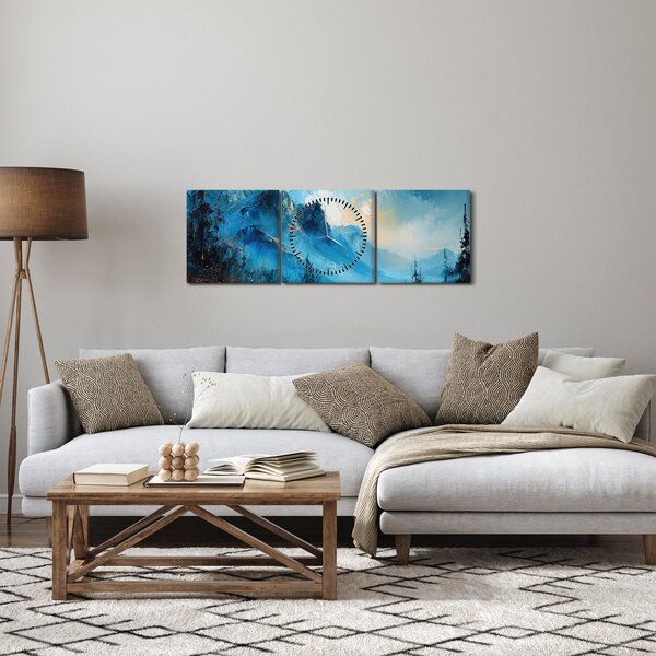 Obraz - Maľba hôr (s hodinami) (90x30 cm)