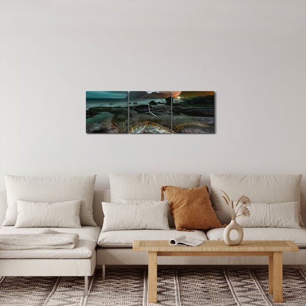 Obraz - Nočná scéna (s hodinami) (90x30 cm)