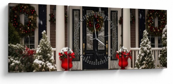 Obraz - Vianočne nazdobený dom (s hodinami) (90x30 cm)