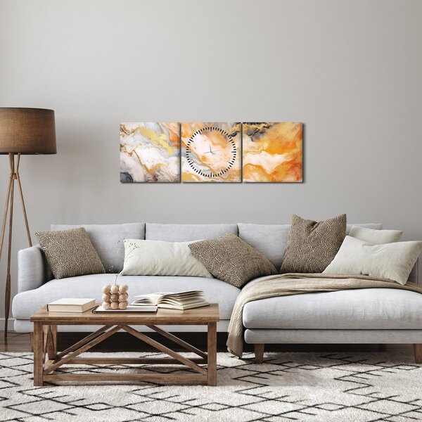 Obraz - Mramorované pozadie (s hodinami) (90x30 cm)