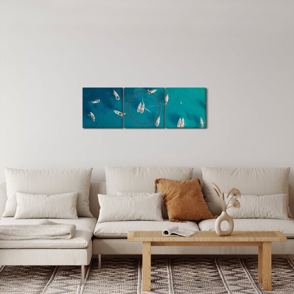 Obraz - Plachetnica (s hodinami) (90x30 cm)