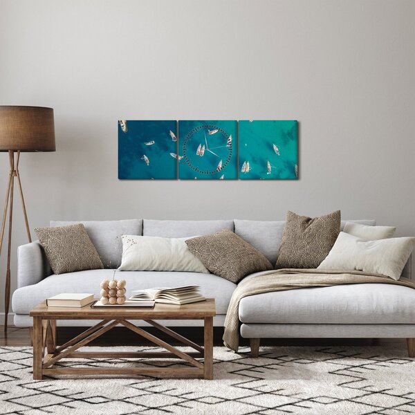 Obraz - Plachetnica (s hodinami) (90x30 cm)