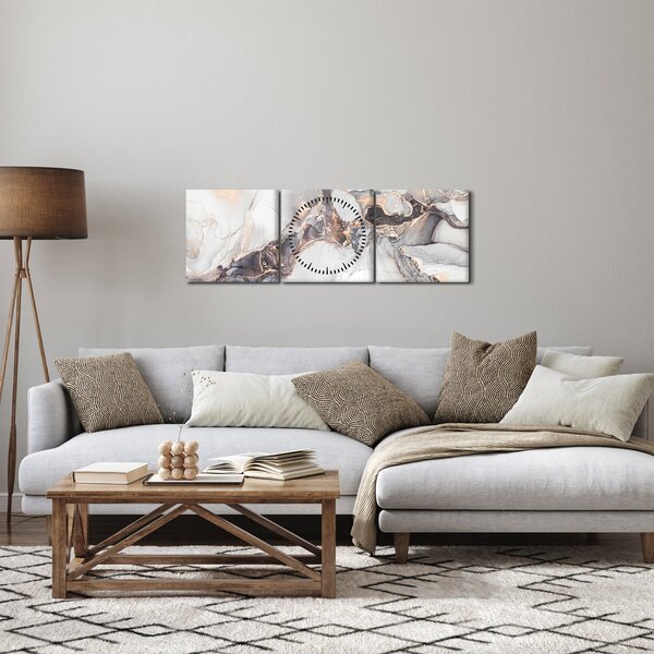 Obraz - Imitácia mramoru (s hodinami) (90x30 cm)