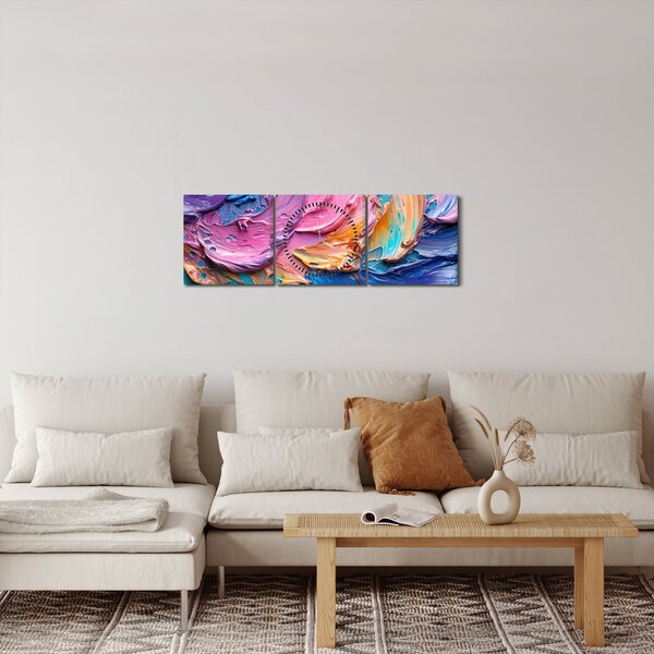 Obraz - Olejomaľba (s hodinami) (90x30 cm)