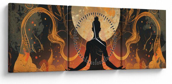 Obraz - Meditácia (s hodinami) (90x30 cm)