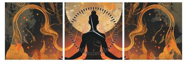 Obraz - Meditácia (s hodinami) (90x30 cm)