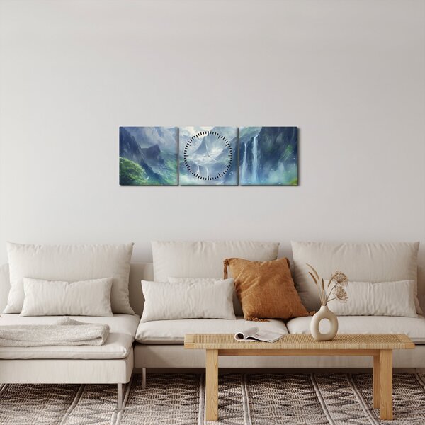 Obraz - Údolie vodopádov (s hodinami) (90x30 cm)