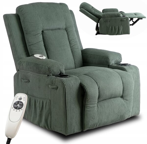 Masážne kreslo BOX Green Corduroy