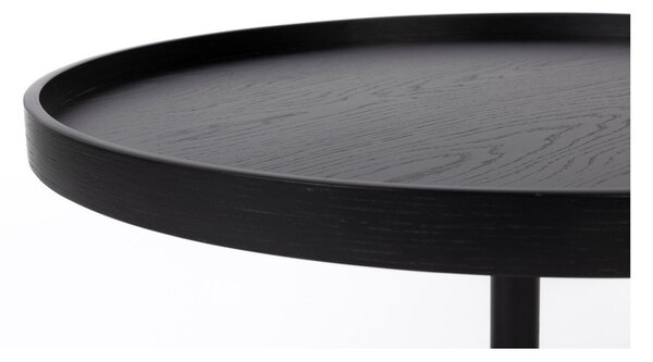 Čierny okrúhly konferenčný stolík s doskou v dubovom dekore ø 70 cm Yuri L – White Label