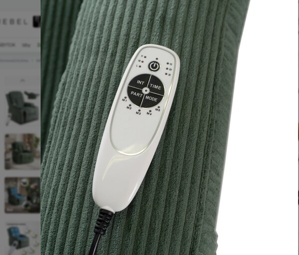 Masážne kreslo BOX Green Corduroy