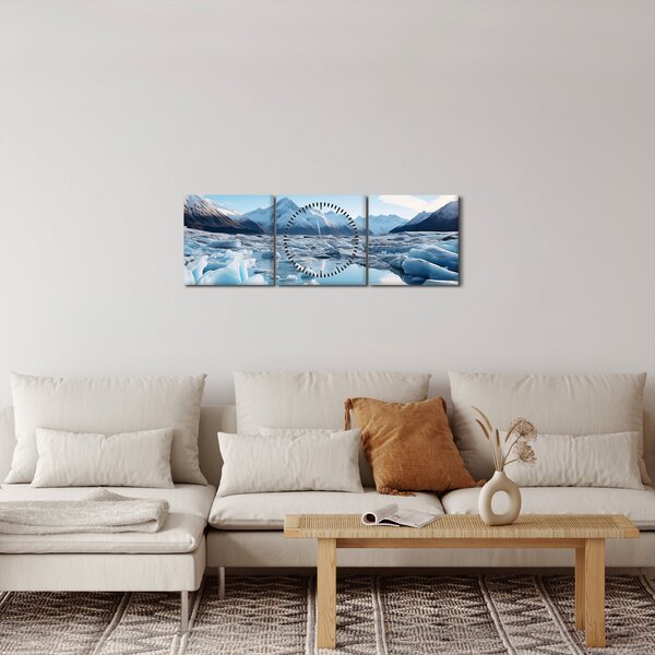Obraz - Ľadovcové útvary (s hodinami) (90x30 cm)
