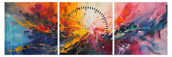 Obraz - Farebná abstrakcia (s hodinami) (90x30 cm)
