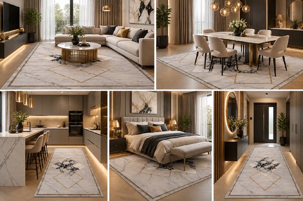 Koberec Diamond K4478G GOLD/GOLD rozmery koberec: 80x150 cm