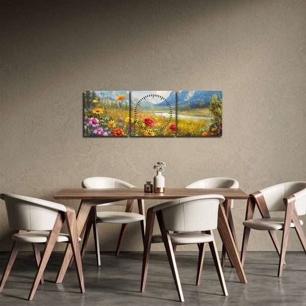 Obraz - Maľovaná krajina (s hodinami) (90x30 cm)