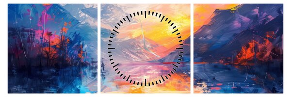 Obraz - Maľba krajiny (s hodinami) (90x30 cm)