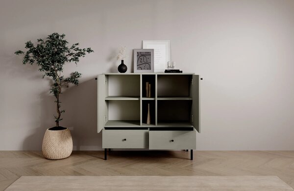 ADRK Komoda Tilina 2D 2S 2P 100 cm eukalyptus/čierna