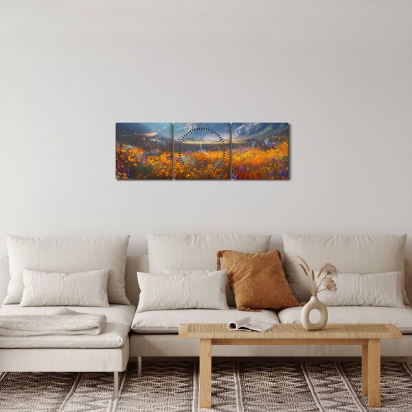 Obraz - Maľovaná horská krajina II. (s hodinami) (90x30 cm)