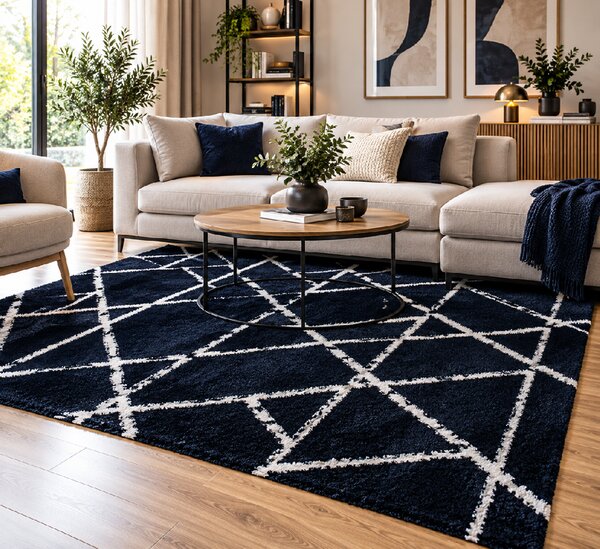 Koberec Boho 659 NAVY BLUE/CREAM rozmery koberec: 80x150 cm