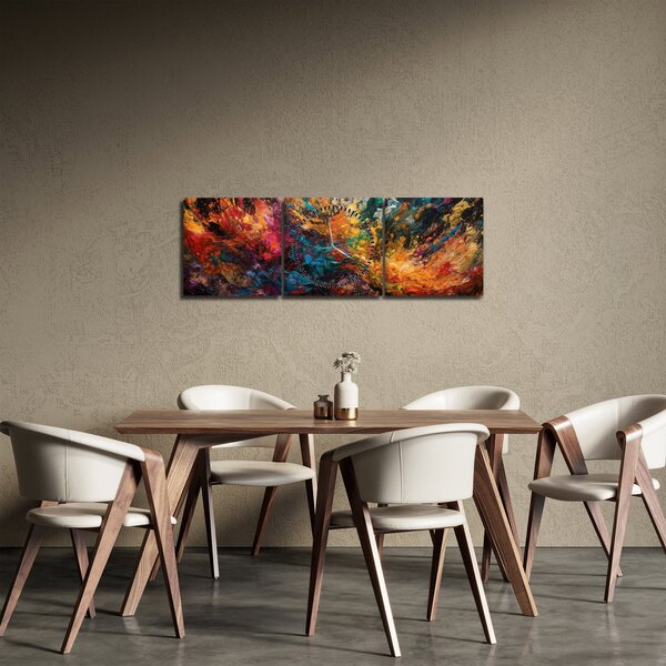 Obraz - Farebná abstrakcia II. (s hodinami) (90x30 cm)