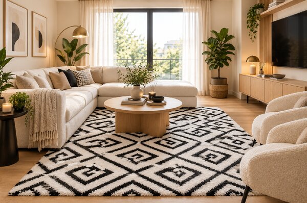 Koberec Boho 638 CREAM/BLACK rozmery koberec: 60x100 cm