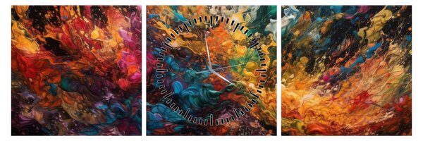 Obraz - Farebná abstrakcia II. (s hodinami) (90x30 cm)