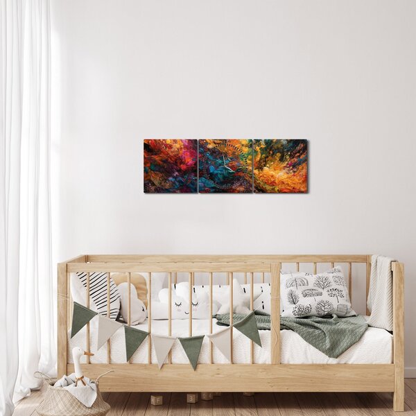 Obraz - Farebná abstrakcia II. (s hodinami) (90x30 cm)