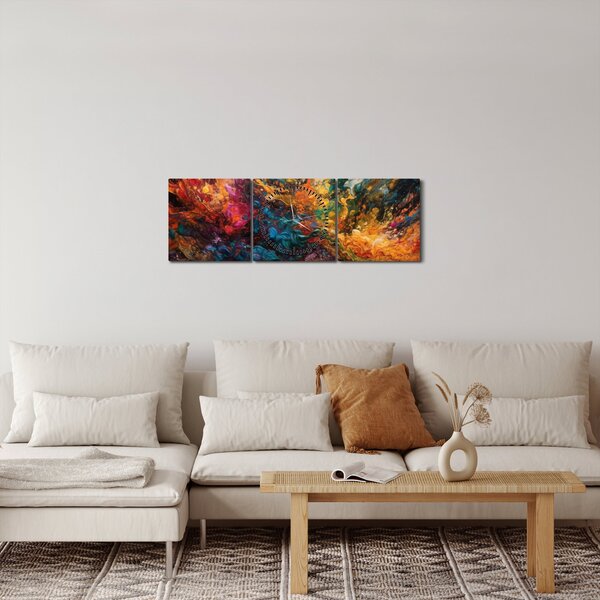Obraz - Farebná abstrakcia II. (s hodinami) (90x30 cm)