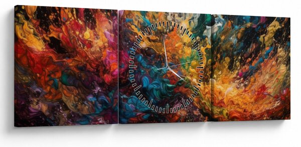Obraz - Farebná abstrakcia II. (s hodinami) (90x30 cm)