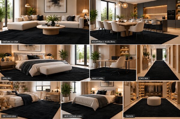 Koberec Plush BLACK rozmery koberec: 80x140 cm