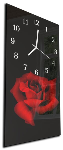 Nástenné hodiny ruže 30x60cm I - kalené sklo